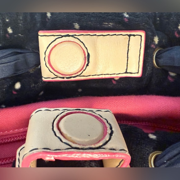 Juicy Couture Y2K Vintage Blue Velvet Polka Dot Bow Top Handle Bag  Preppy CHic - Picture 7 of 12